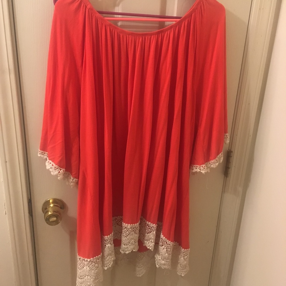 Salmon crochet tunic dress